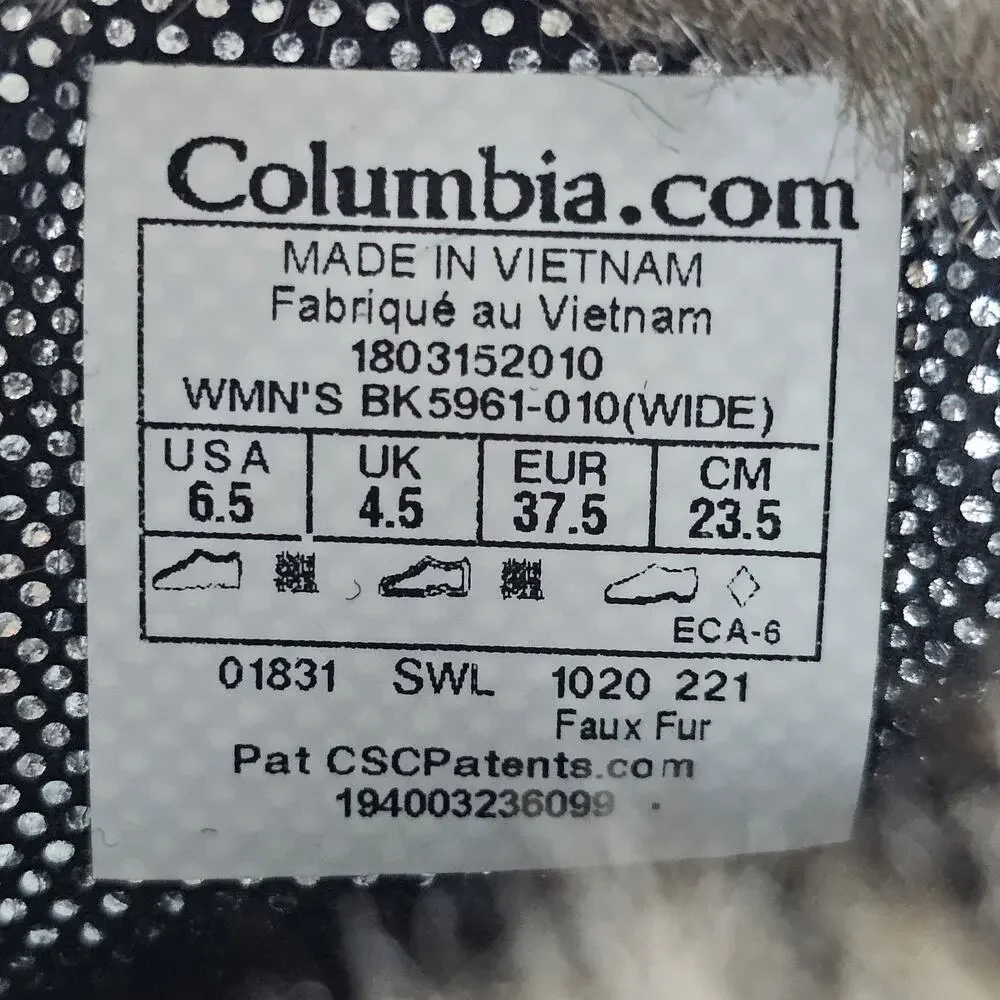 Columbia Minx Shorty III Women's Boots Size 6.5 Wide Black Waterproof BL5961-010